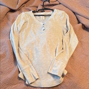 Cream Long Sleeve Henley Top Relaxed Fit